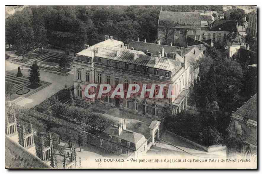 CPA Bourges Vue panoramique du Jardin et de l'ancien Palais de l'Archeveche 