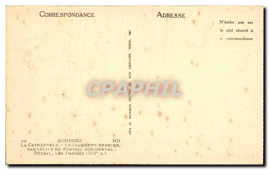 CPA Bourges La Cathedrale Le Jugement Dernier  — Rückseite