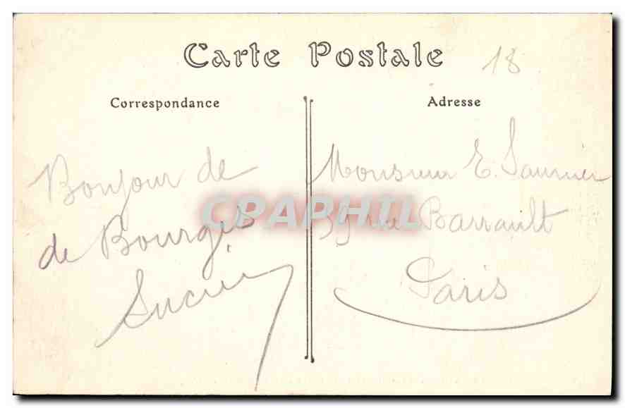 CPA Bourges Le Chateau Jacques Coeur et la Place Berry  — Verso
