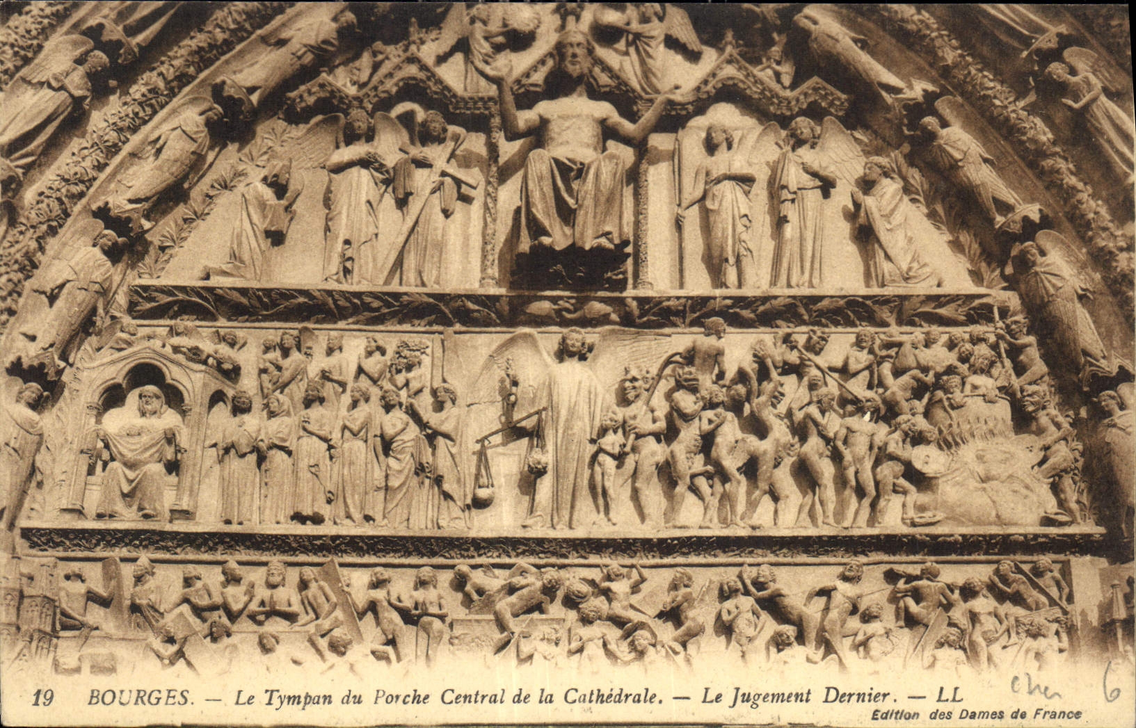 CPA Bourges Le ympan du Porche Central de la Cathedrale Le Jugement Dernier 