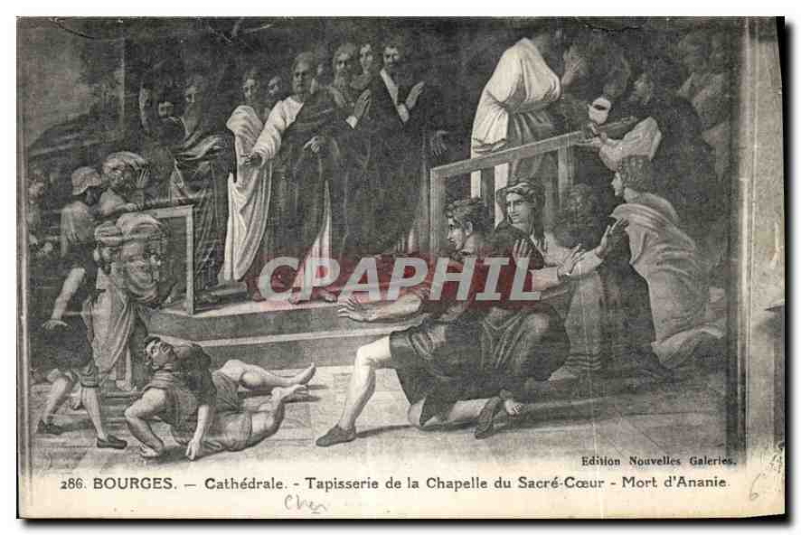 CPA Bourges Cathedrale Tapisserie de la Chapelle du Sacre Coeur Mort d'Ananie 