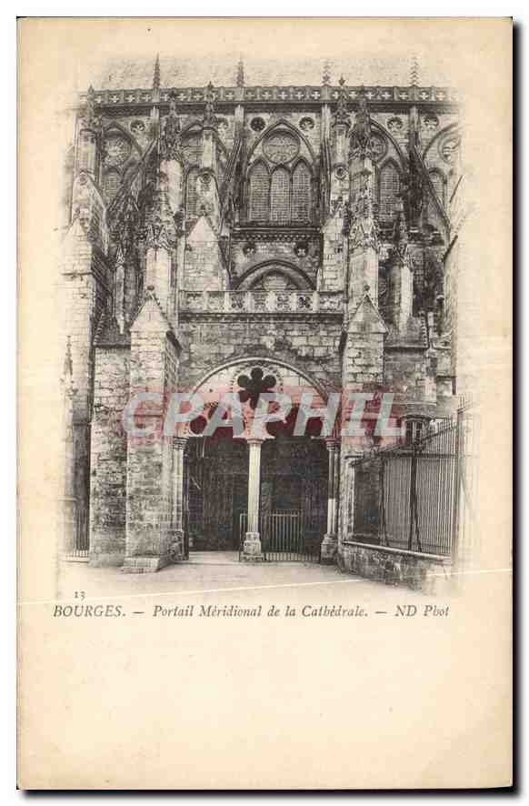 CPA Bourges Portail Meridional de la Cathedrale 