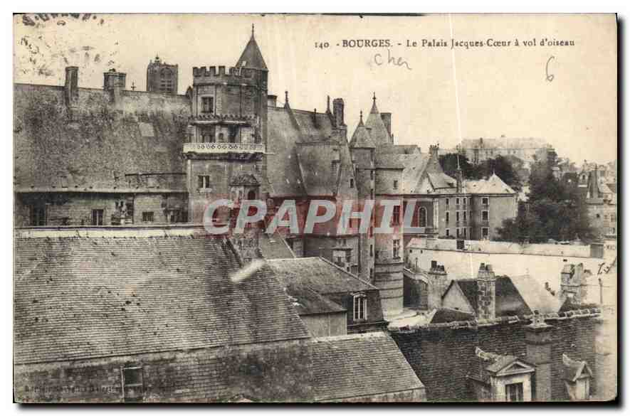 CPA Bourges Le Palais Jacques Coeur a vol d'oiseau 