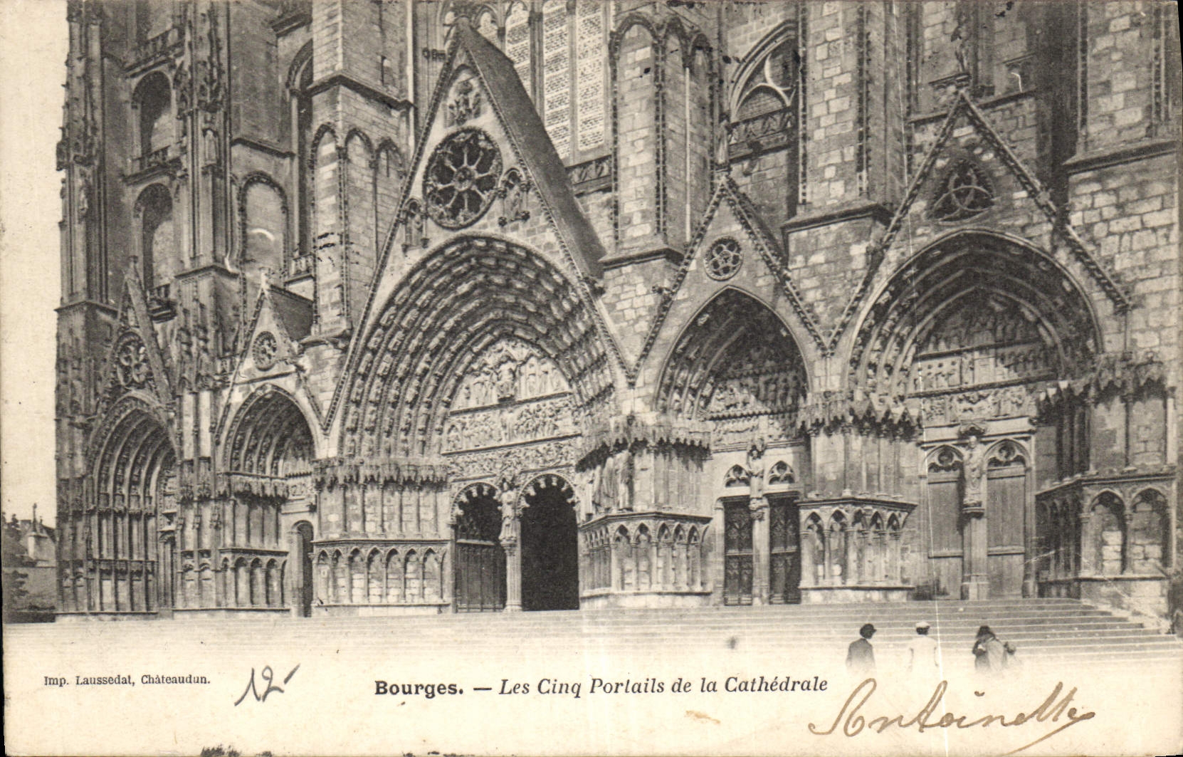 CPA Bourges Les cinq portails de la Cathedrale 
