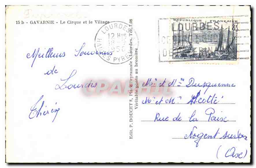 CPA Gavarnie Le Cirque et le Village  — Verso