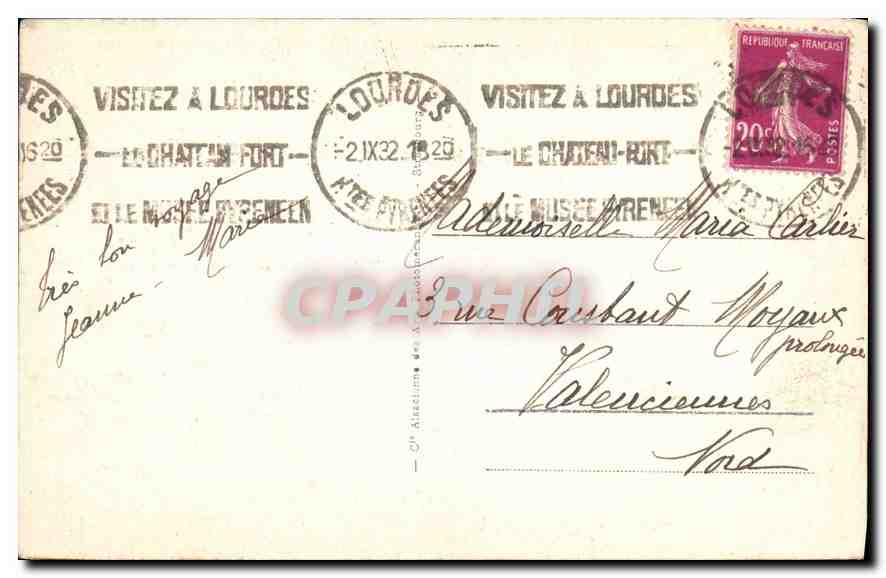 CPA Lourdes La Basilique et le Gave  — Verso