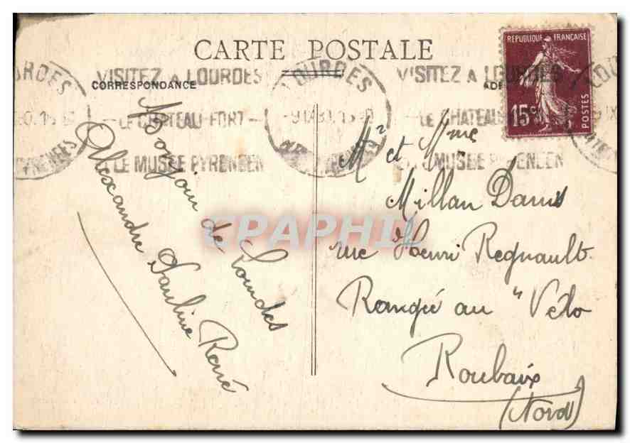 CPA Lourdes La Basilique et la Vierge Couronnee  — Verso