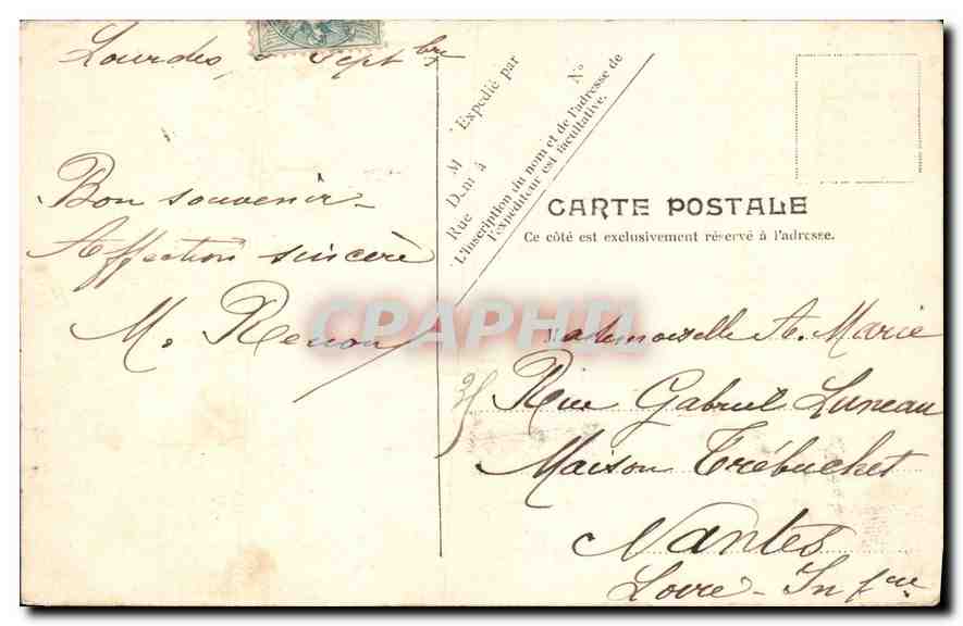 CPA Lourdes La Grotte miraculeuse  — Verso