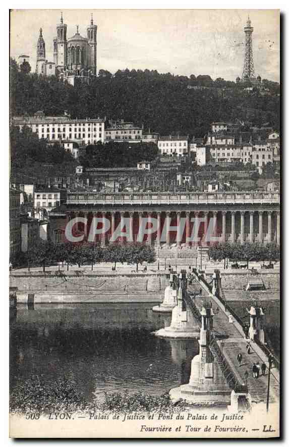 CPA Lyon Palais de justice et Pont du Palais de Justice 