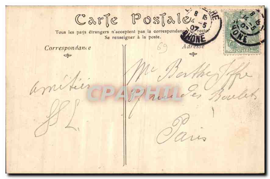 CPA Lyon Le Pont Tilsiltt et le Coteau de Fourviere  — Verso