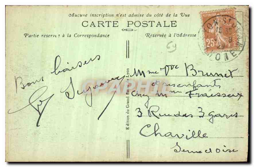 CPA Lyon Pont de la Guillotiere et Mutualite  — Verso