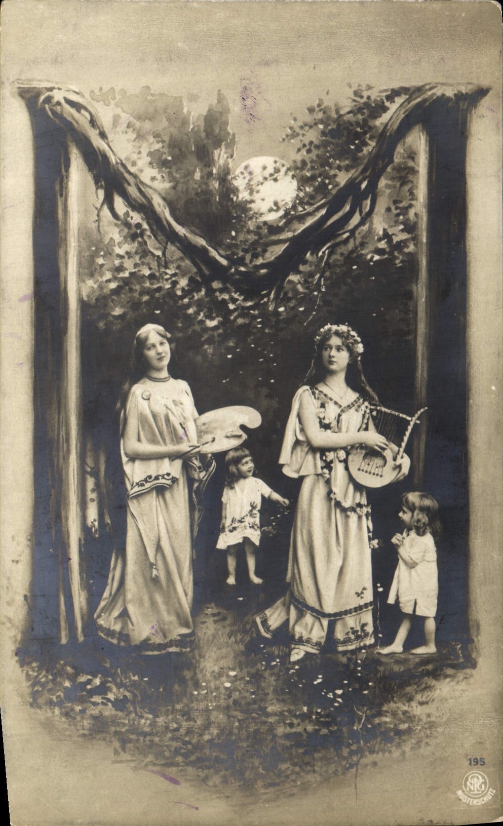 Sujet mythologique — deux femmes et deux enfants dans un cadre végétal — SRC WELTVERSCHAFTE 195