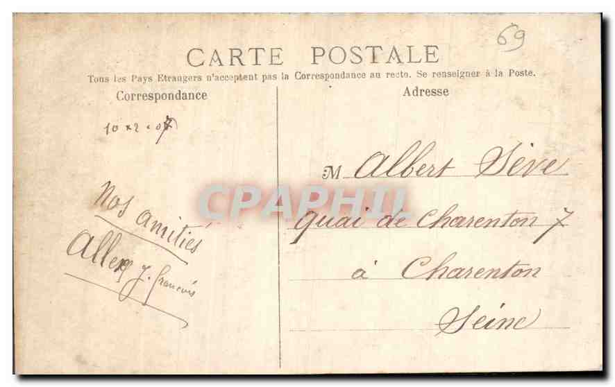 CARTE PHOTO Lyon — Verso