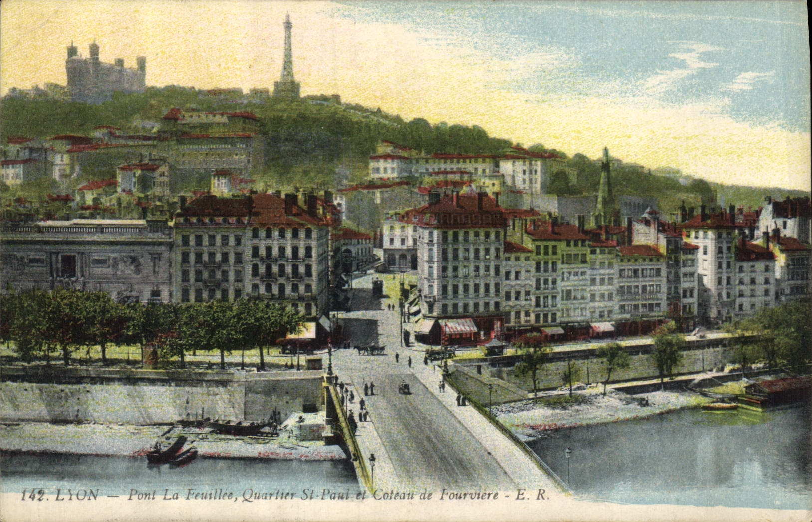 Lyon — Pont La Feuillée, Quartier St-Paul et Coteau de Fourvière — E. R.