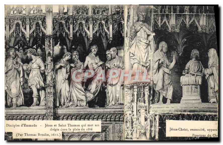 CPA Disciples d'Emmands Jesus et Saint Thomas qui met ses doigts dans la plate du cote Chartres