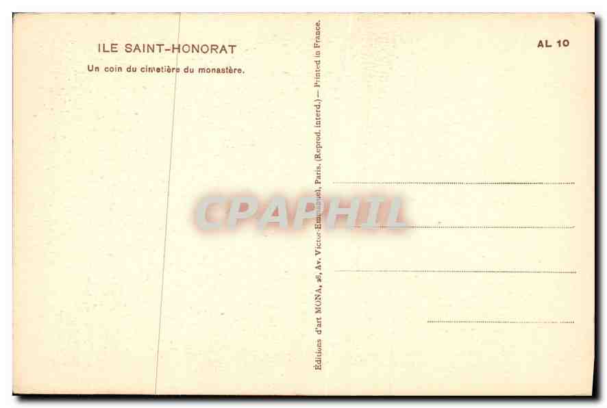 CPA Ile Saint Honorat Un coin du cimetiere du monastere  — Rückseite