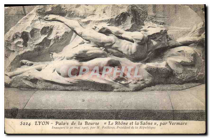 CPA Lyon  Palais de la Bourse Le Rhone et la Saone par Vermare 