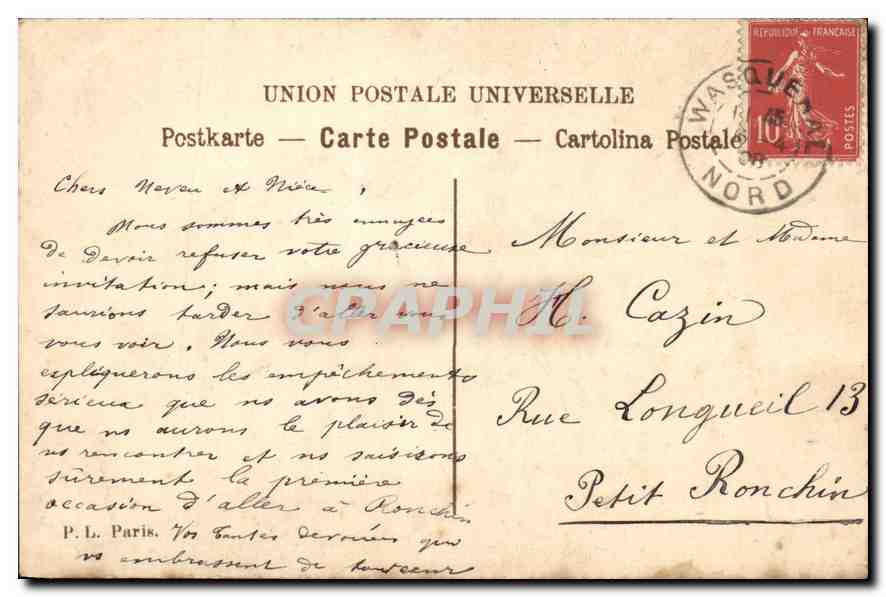CPA Duchesse d'Orians par Hattier Femme — Verso