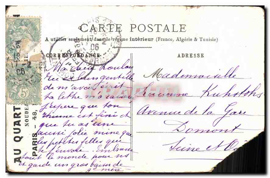 CPA Paris  — Verso