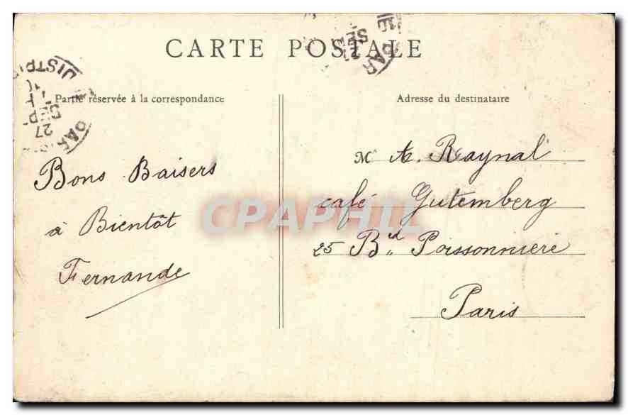 CPA Bourges Hotel Jacques Coeur Palais de Justice Cheminee  — Rückseite