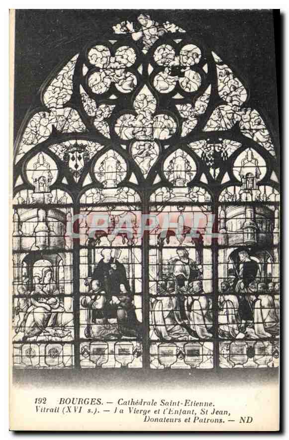 CPA Bourges Cathedrale Saint Etienne Vitrail La Vierge et l'Enfant St Jean 
