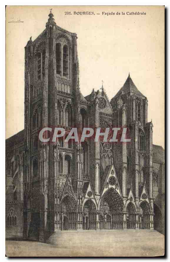CPA Bourges Facade de la Cathedrale 