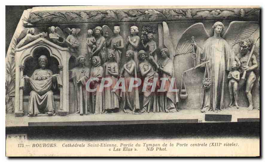 Bourges — Cathédrale Saint-Étienne, Partie du tympan de la porte centrale (XIIIe siècle) — ND Phot.