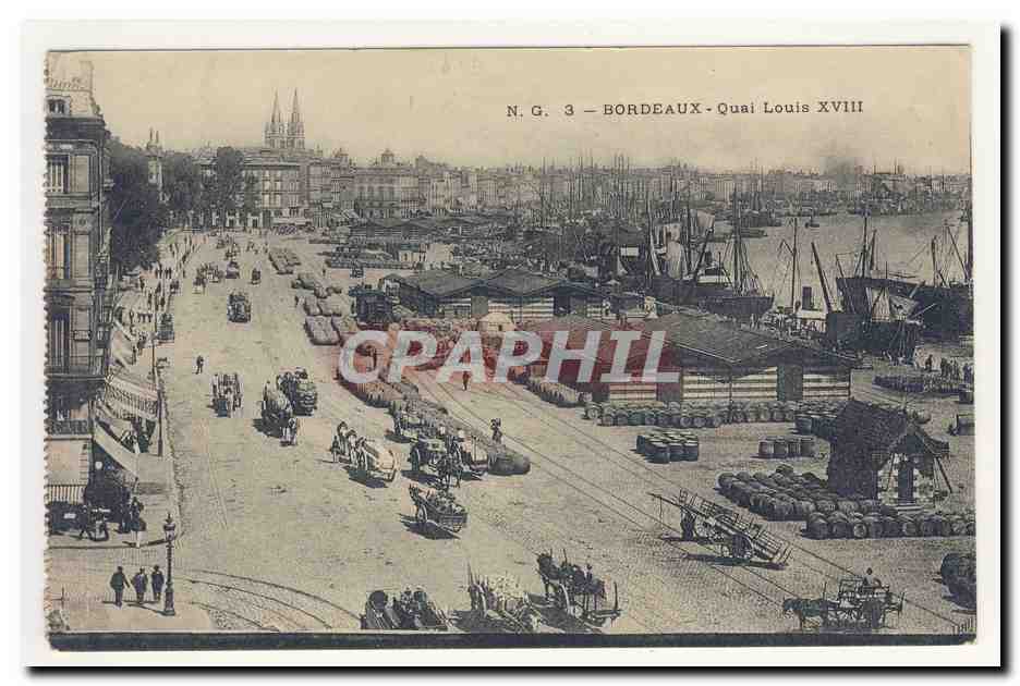 BORDEAuX Quai Louis XVIII Animation CPA