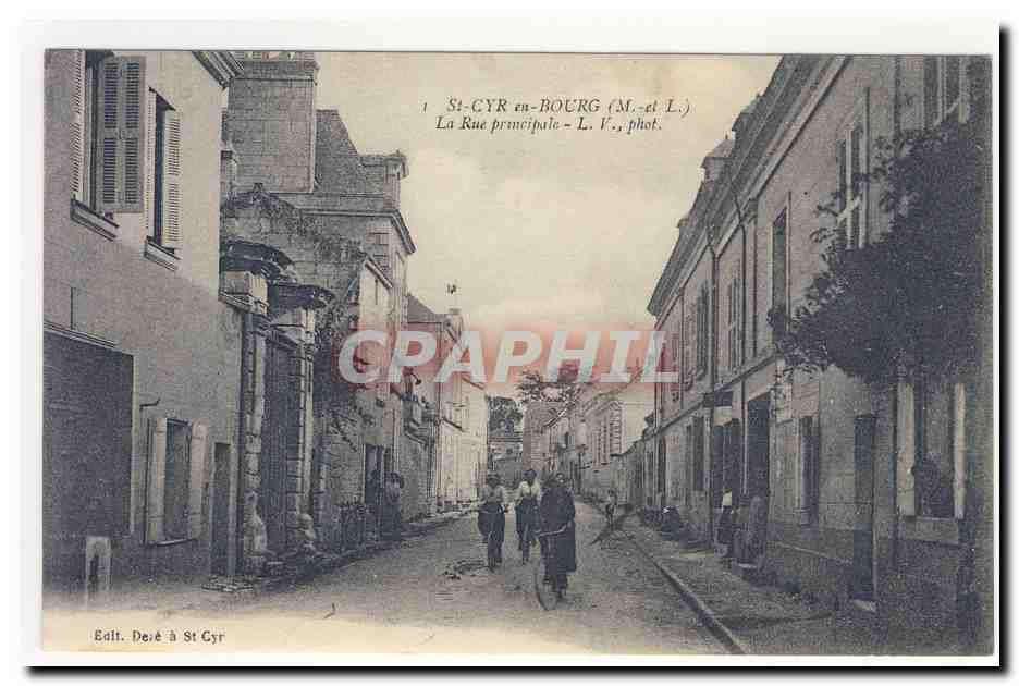 SAiNT CYR en BOURG Maine et Loire la rue principale Animation CPA