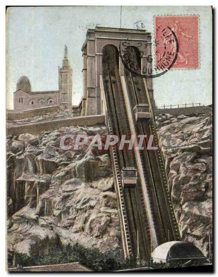 CPA Marseille Ascenseur et Notre Dame de la Garde 