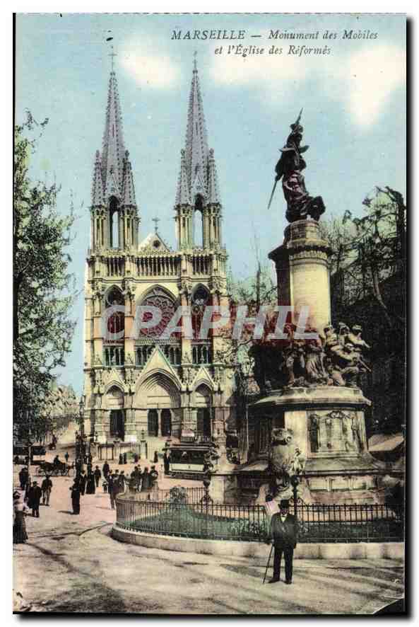 CPA Marseille Monument des Mobiles et l'eglise des Reformes 