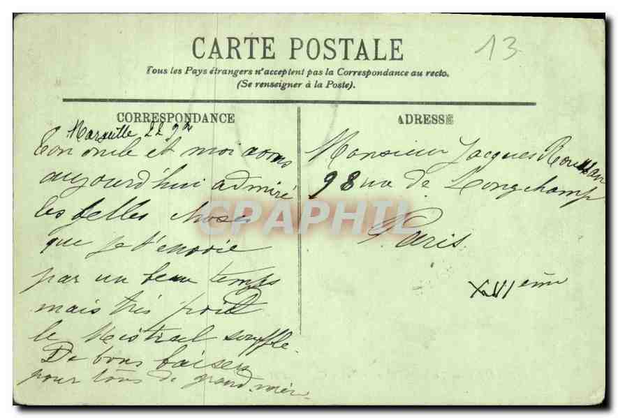 CPA Marseille Les Ilettes Endoume et le Chateau d'If  — Verso