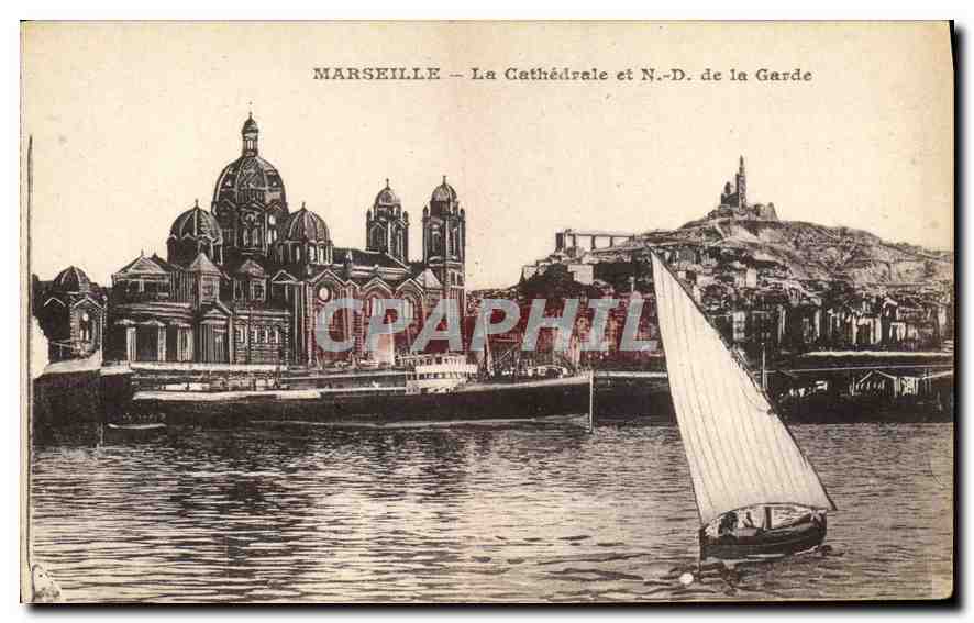 CPA Marseille la Cathedrale et N D de la Garde 