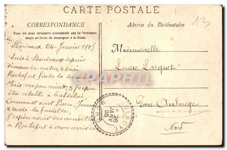 CPA Marseille Le Chateau d'If  — Rückseite