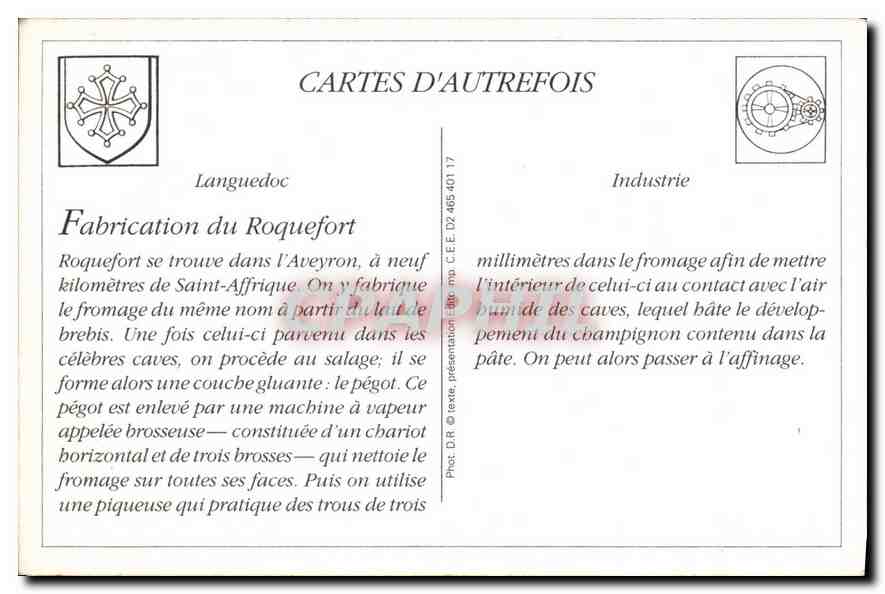REPRO Roquefort Aveyron Soc onon des Coves et des prod reunis Piqueuses et Brosseuses  — Rückseite
