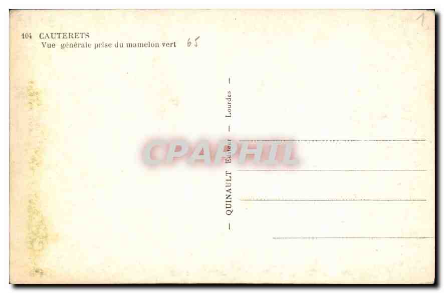 CPA Cauterets vue generale prise du Mamelon vert  — Rückseite