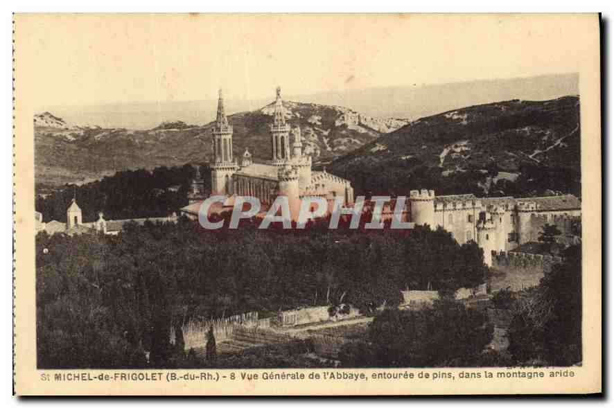 CPA St Michel de Frigolet B du Rh vue generale de l'Abbaye entouree de Pins dans la Montagne aride 
