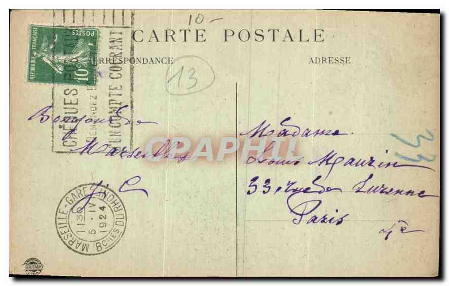 CPA Marseille Notre Dame de la Garde  — Rückseite