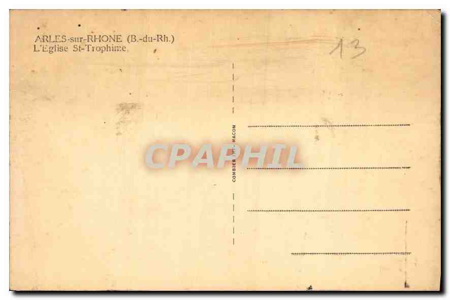 CPA Arles sur Rhone B du Rh l'eglise St Trophime  — Verso