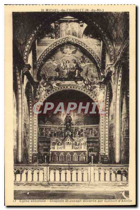 CPA St Michel de Frigolet B du Rh Eglise abbatiale Chaplle St Joseph decoree par Guilbert d'Anelle 