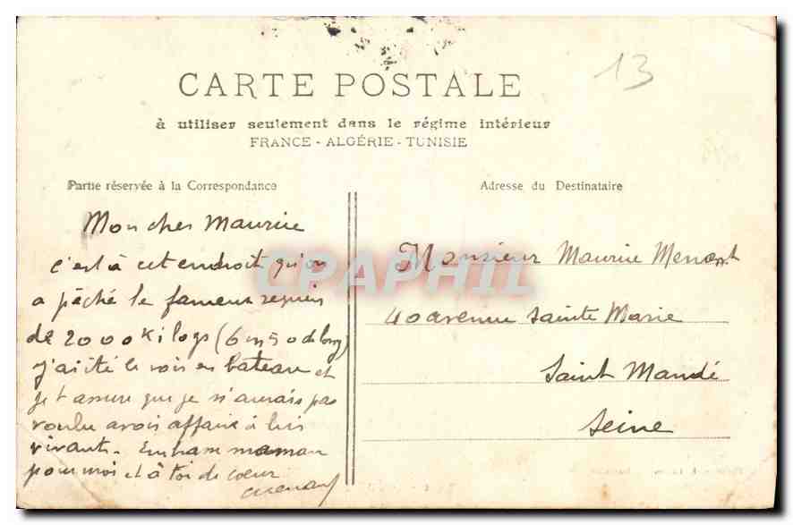 CPA Marseille le Fort Saint jean  — Rückseite