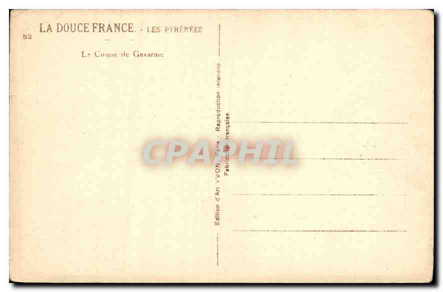 CPA Les Pyrenees le Cirque de Gavarnie  — Verso