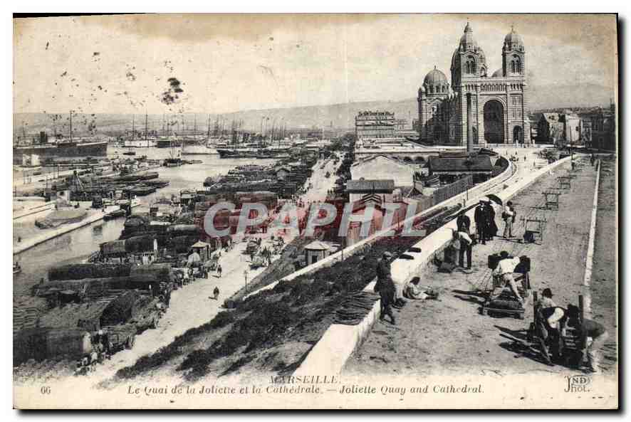 CPA Marseille le Quai de la Joliette et la Cathedrale  Cordage