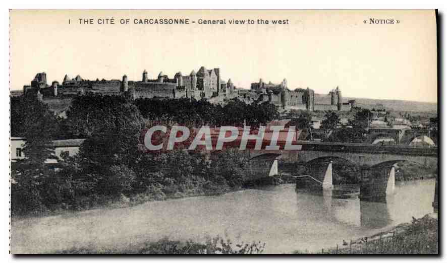 Carcassonne — Vue générale vers l'ouest — Notice