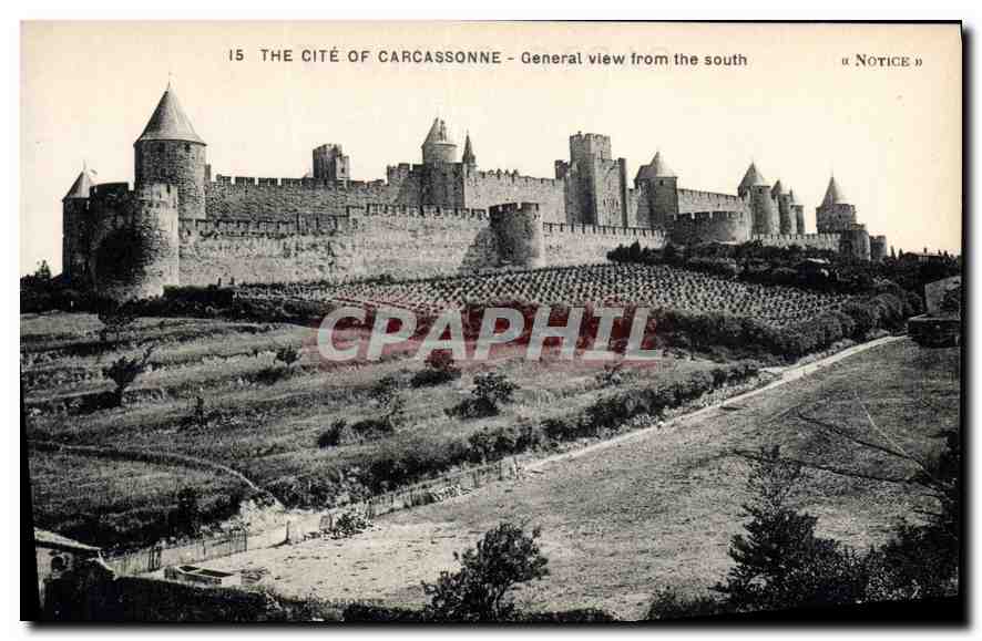 Cité de Carcassonne — Vue générale du sud — Notice