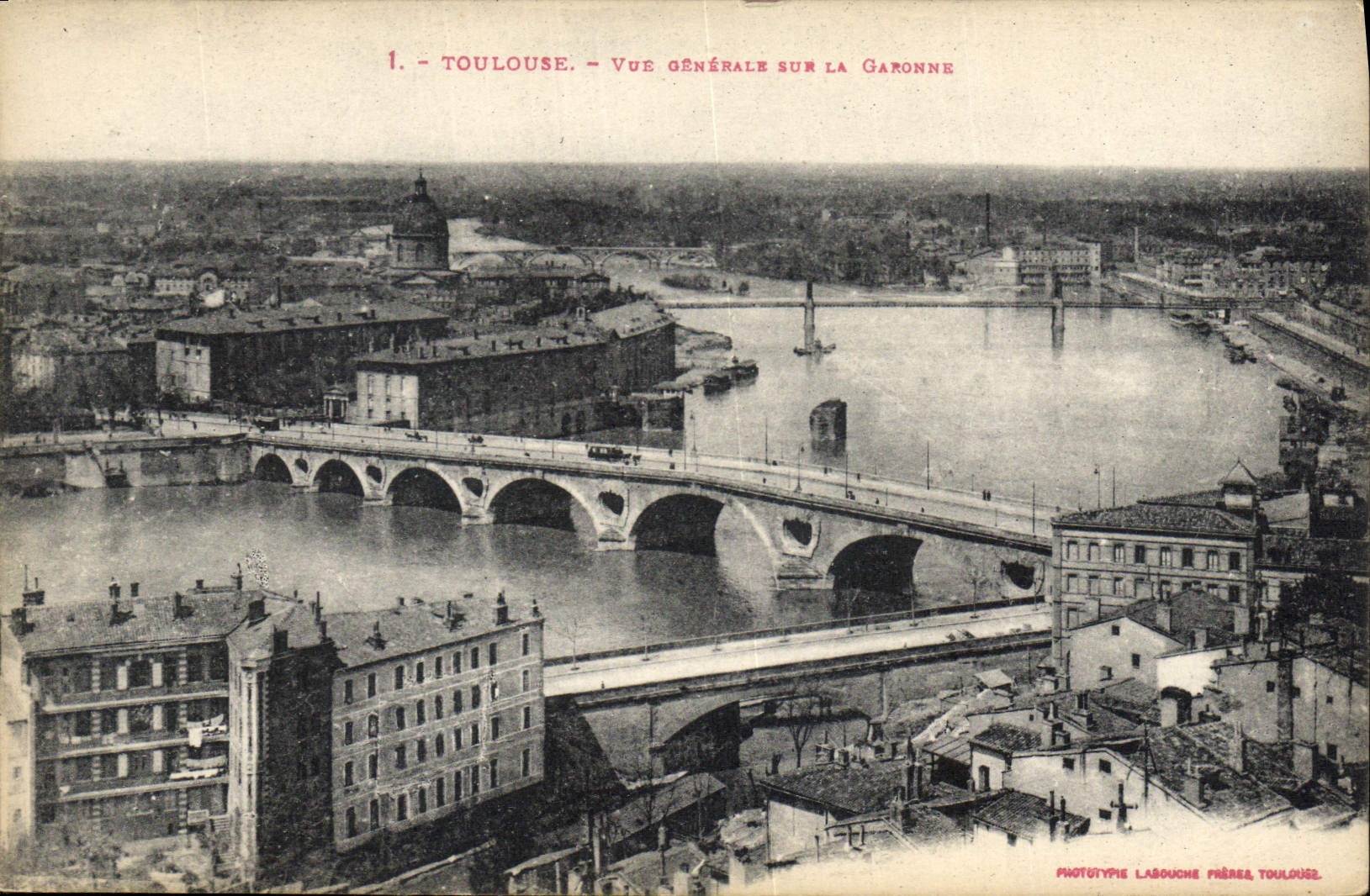Toulouse — Vue générale sur la Garonne — Phototypie Labouche Frères, Toulouse