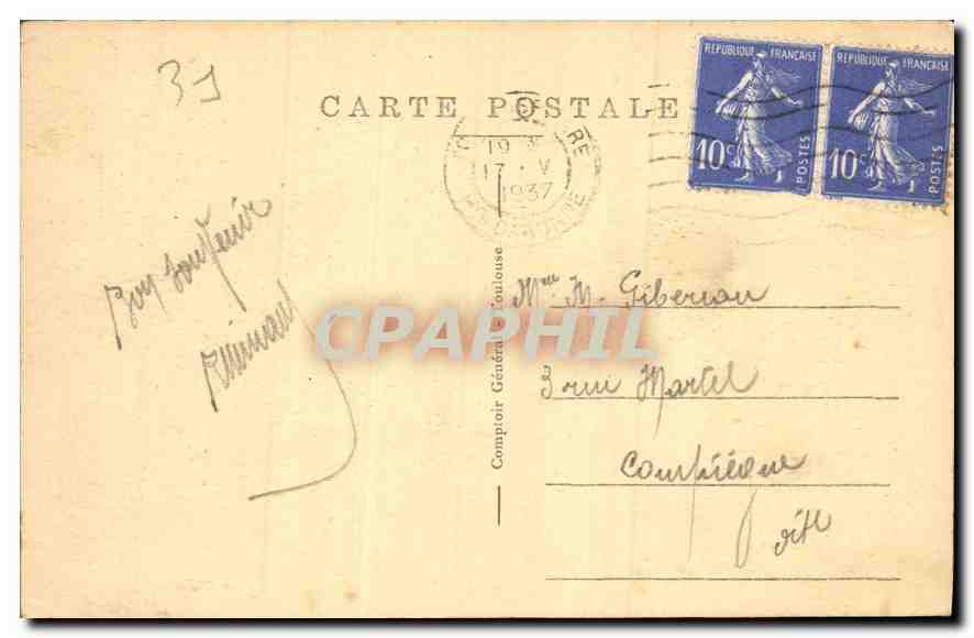 CPA Toulouse vue generale prise du Dome de la Grave  — Verso