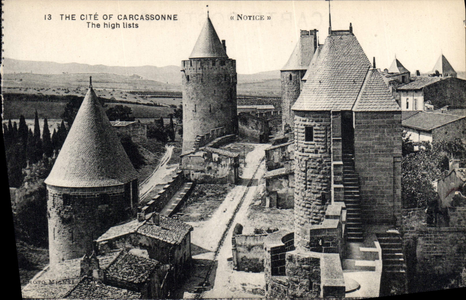 CPA The Cite of Carcassonne Les Lices Hautes Notice 