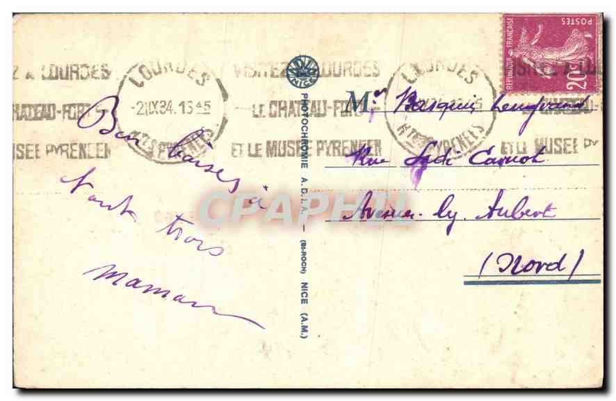CPA Lourdes la Vierge de la Grotte  — Verso