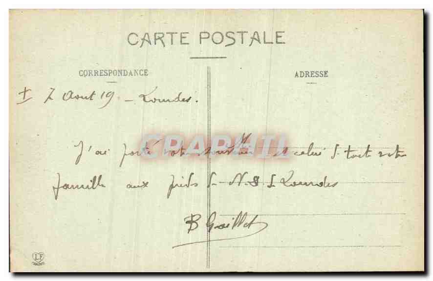 CPA Les Hautes Pyrenees lourdes la Grotte et la Basilique  — Verso